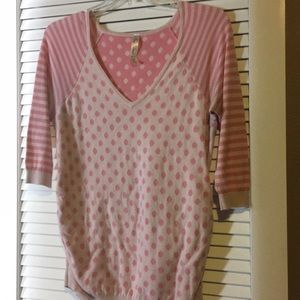 Pink and white maternity shirt